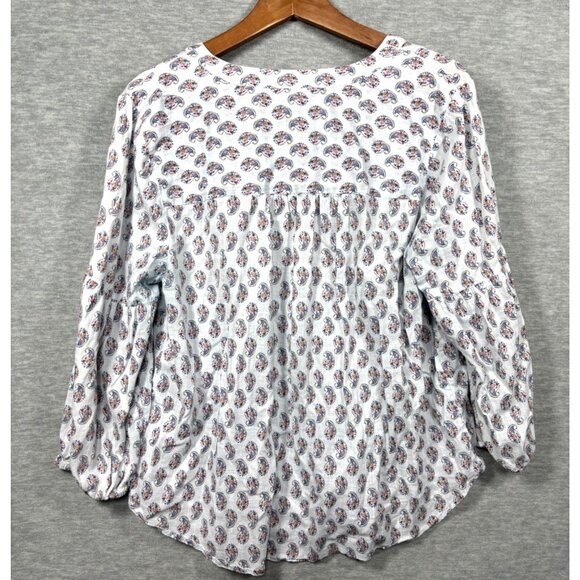 J. Jill Womens White Paisley Print Button-Front Cotton Blouse Size L - Picture 6 of 7